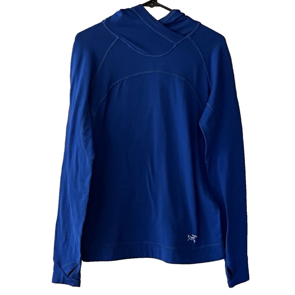 Arc’teryx Women’s Large Royal Blue Pullover Waffle Hooded Fleece Baselayer